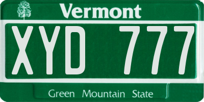 VT license plate XYD777