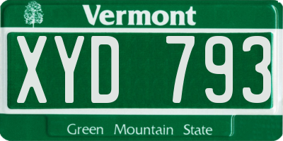 VT license plate XYD793