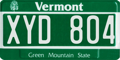 VT license plate XYD804