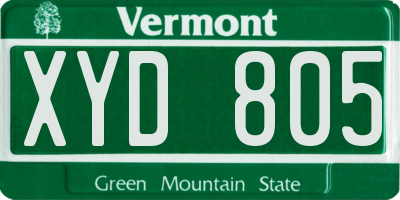 VT license plate XYD805
