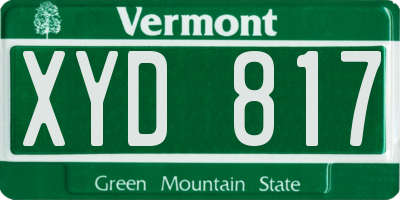 VT license plate XYD817