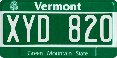 VT license plate XYD820