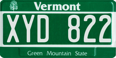 VT license plate XYD822
