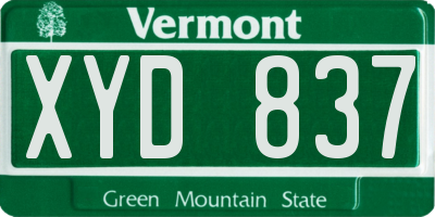 VT license plate XYD837