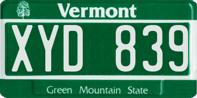 VT license plate XYD839