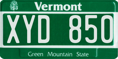 VT license plate XYD850