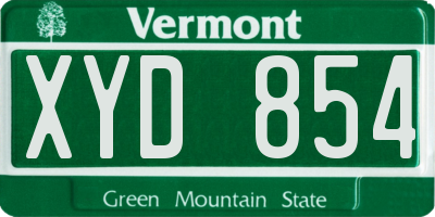 VT license plate XYD854