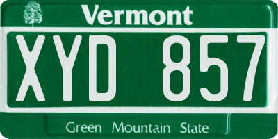 VT license plate XYD857
