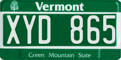 VT license plate XYD865