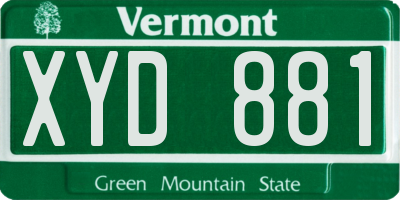 VT license plate XYD881