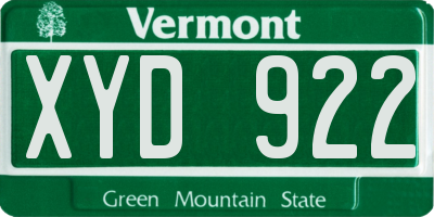 VT license plate XYD922