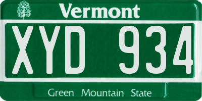 VT license plate XYD934