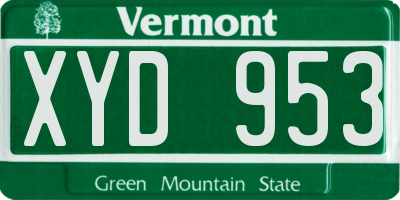 VT license plate XYD953