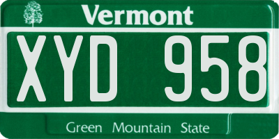 VT license plate XYD958