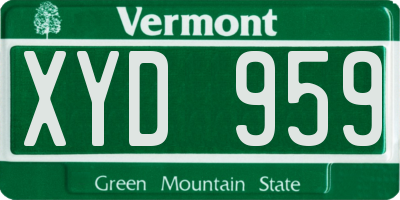 VT license plate XYD959