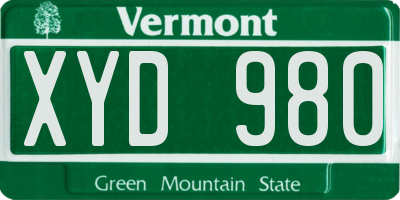 VT license plate XYD980
