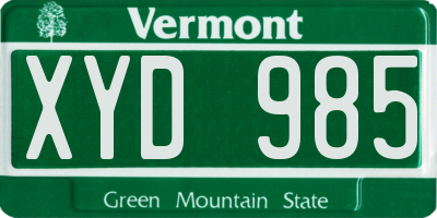 VT license plate XYD985