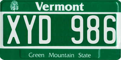 VT license plate XYD986