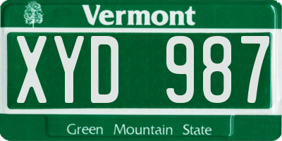 VT license plate XYD987
