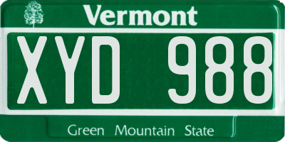 VT license plate XYD988