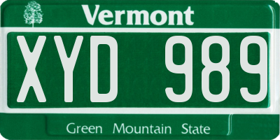 VT license plate XYD989