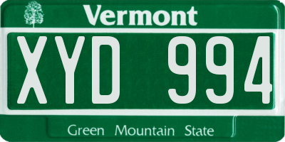VT license plate XYD994