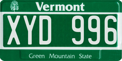 VT license plate XYD996