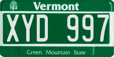 VT license plate XYD997