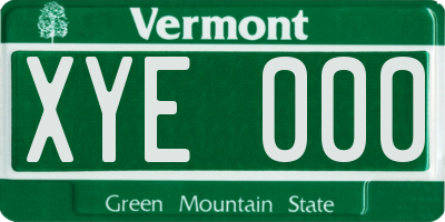 VT license plate XYE000