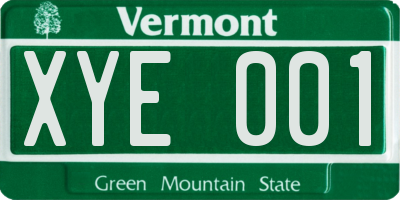 VT license plate XYE001