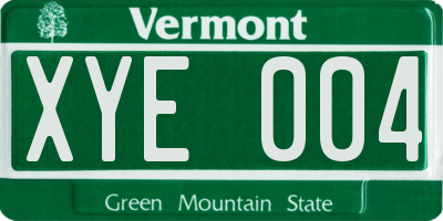 VT license plate XYE004