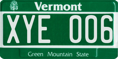 VT license plate XYE006