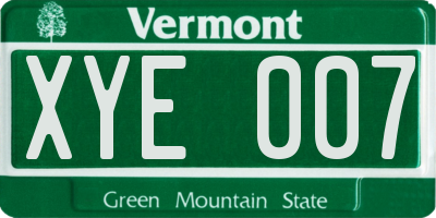 VT license plate XYE007