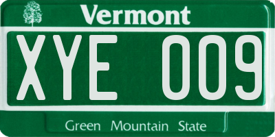 VT license plate XYE009