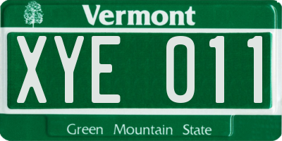 VT license plate XYE011