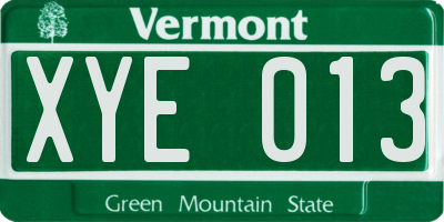 VT license plate XYE013