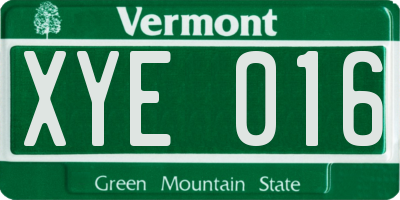 VT license plate XYE016