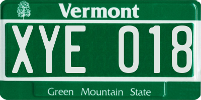 VT license plate XYE018