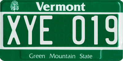VT license plate XYE019