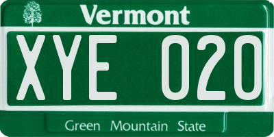 VT license plate XYE020