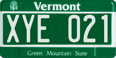 VT license plate XYE021