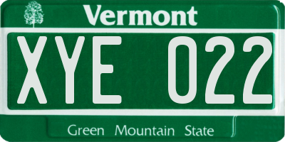 VT license plate XYE022