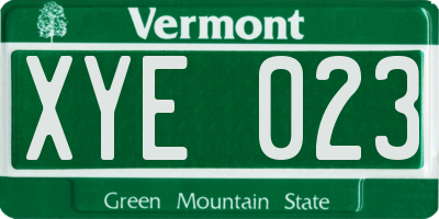 VT license plate XYE023