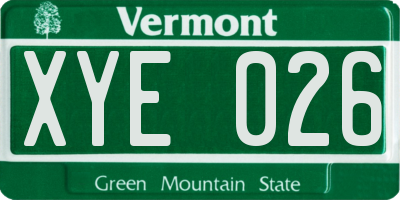 VT license plate XYE026