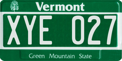 VT license plate XYE027