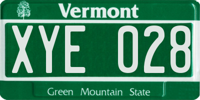VT license plate XYE028