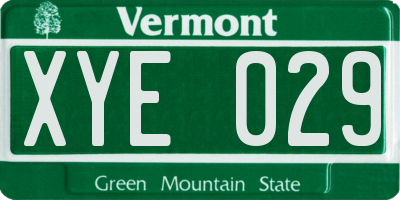 VT license plate XYE029
