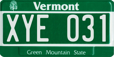 VT license plate XYE031