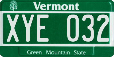 VT license plate XYE032