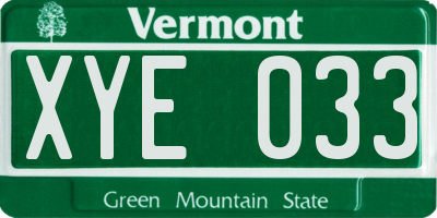 VT license plate XYE033